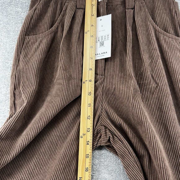 Halara Corduroy Pleated Pants Women Size Small Brown Elastic Waist NEW - Picture 8 of 9